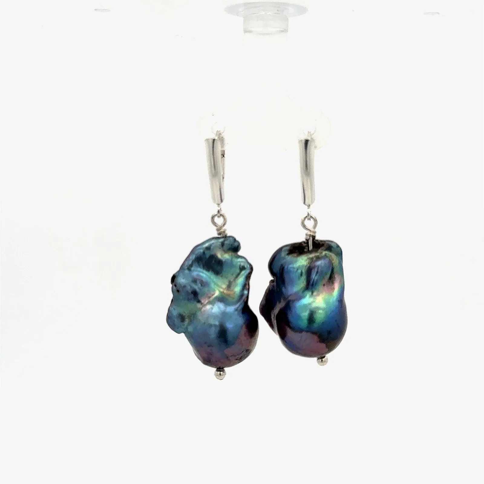 Baroque Freshwater Black Lever Back Earrings by Sharon Teaman — view 1