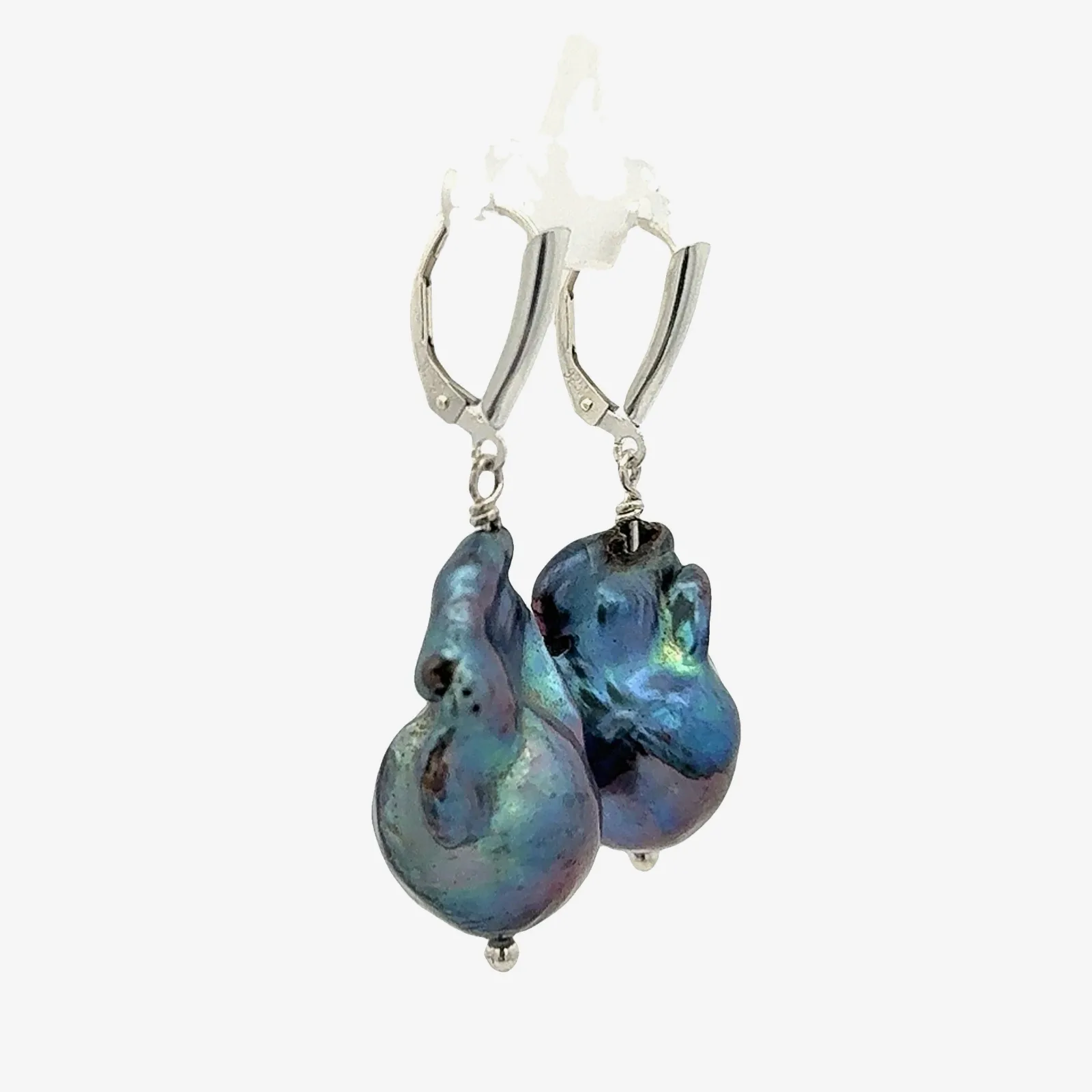 Baroque Freshwater Black Lever Back Earrings by Sharon Teaman — view 2