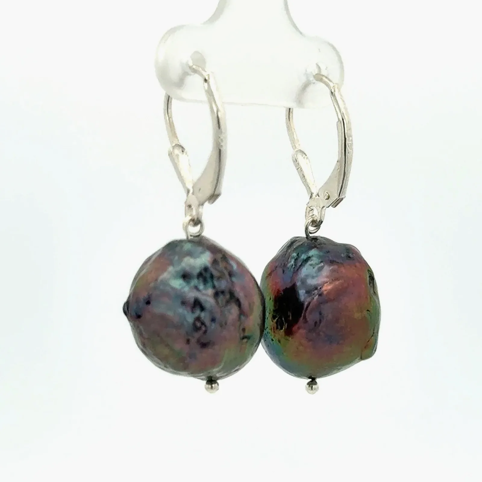 Baroque Freshwater Black Lever Back Earrings 13-14 mm by Sharon Teaman — view 2