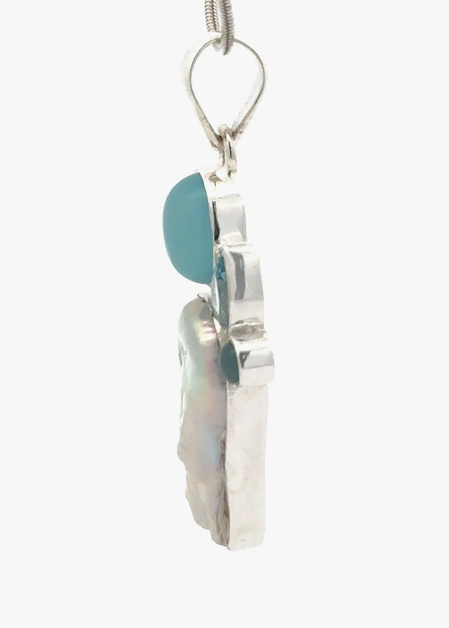 Baroque Freshwater Pearl with Chalcedony, Blue Topaz, Moonstone by Sharon Teaman — view 3