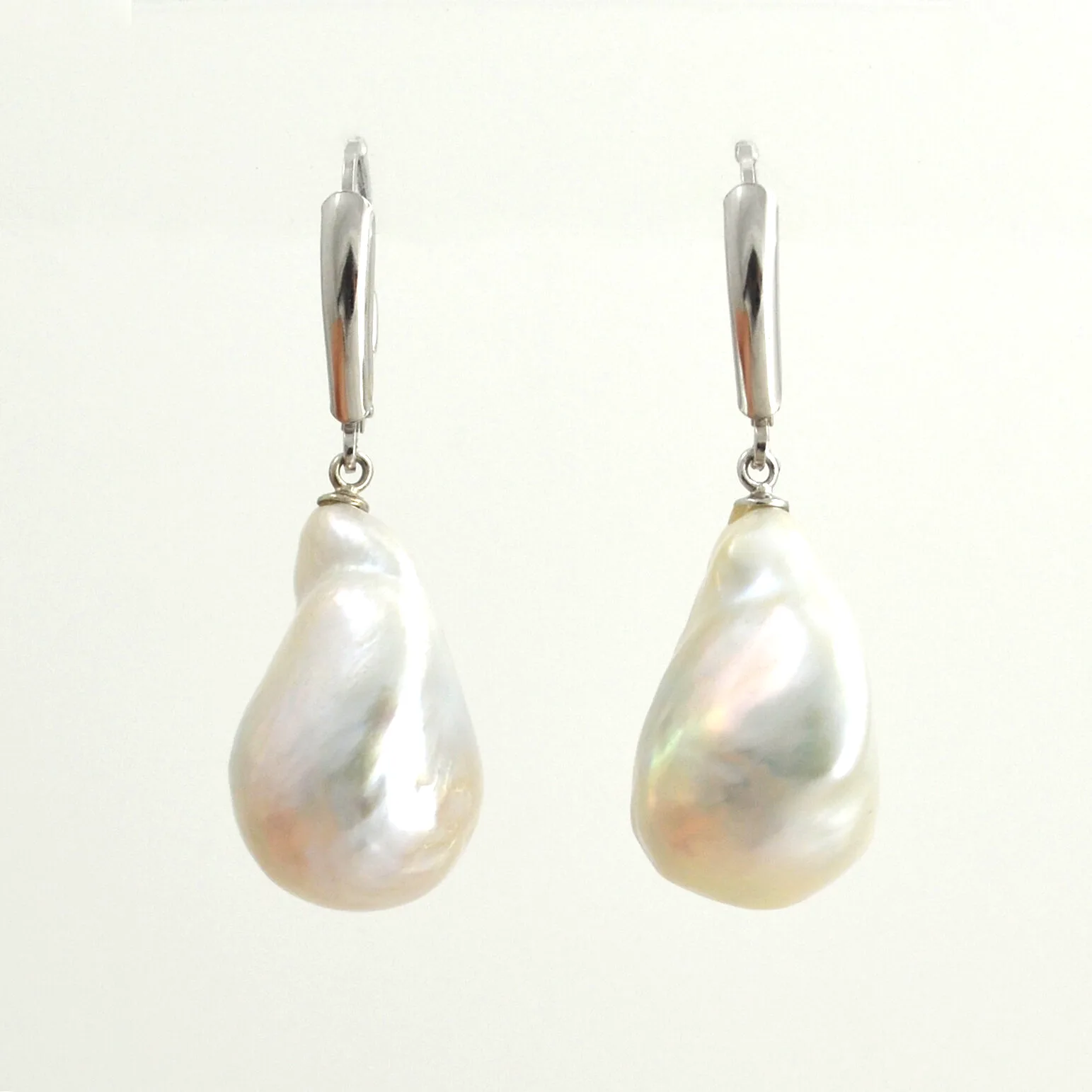 Baroque Freshwater White Lever Back Earrings by Sharon Teaman — view 1