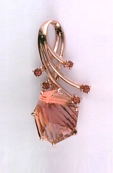 Beatrix Custom Cut Peach Tourmaline Pendant by Sharon Teaman — view 2