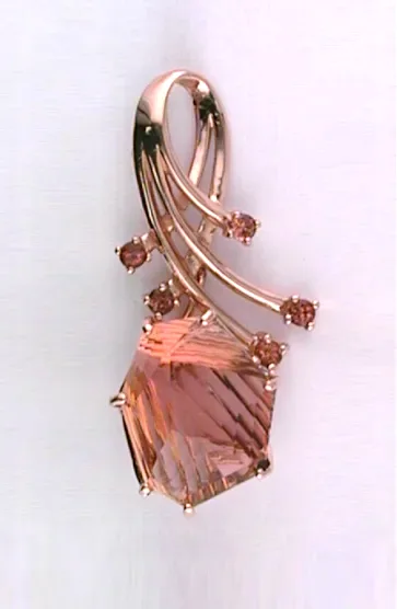 Beatrix Custom Cut Peach Tourmaline Pendant by Sharon Teaman — view 4