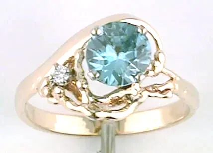 Bethany Blue Zircon Ring with diamond by Sharon Teaman