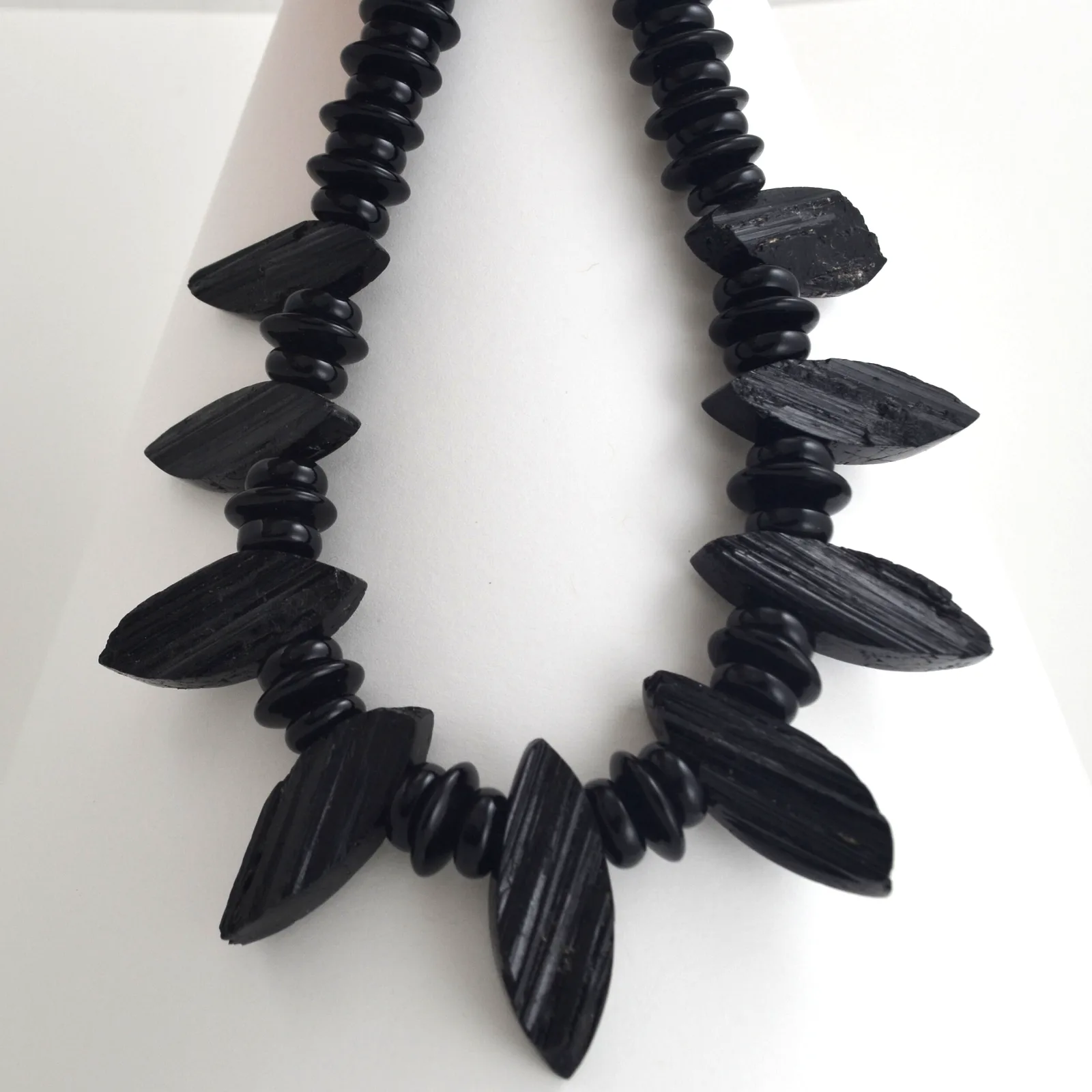 Blk Tm Natural Black Tourmaline and Black Onyx Statement Necklace by Sharon Teaman — view 1
