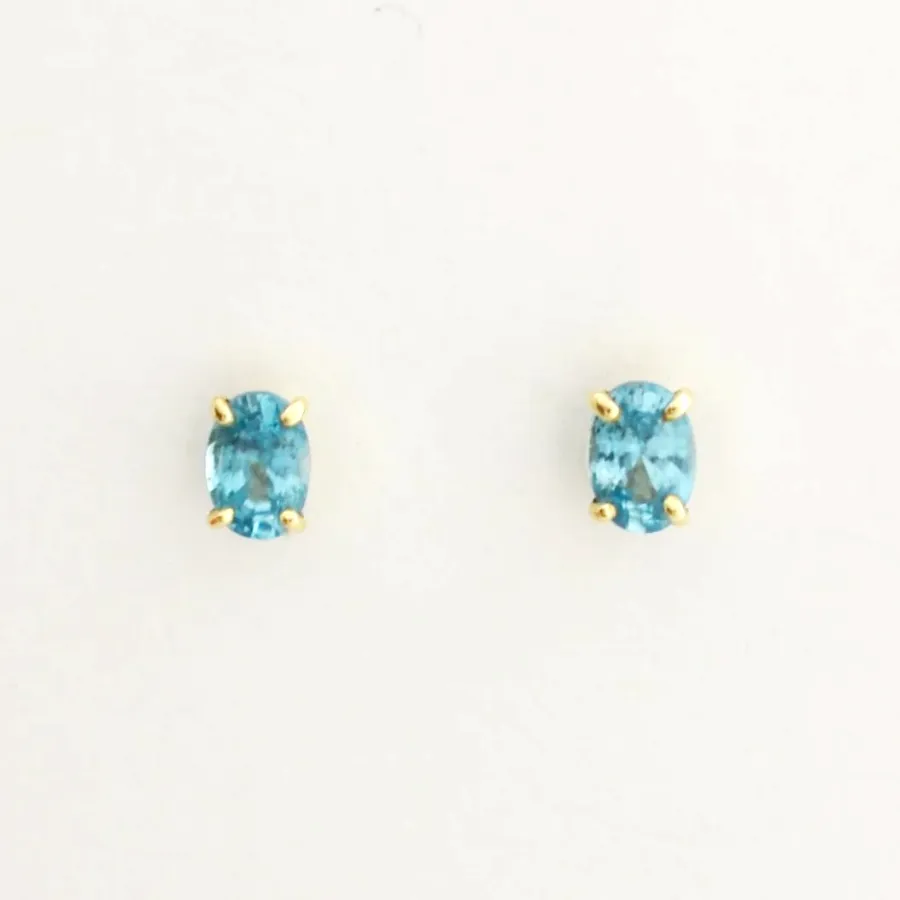 Blue Zircon Oval Cut Studs by Sharon Teaman