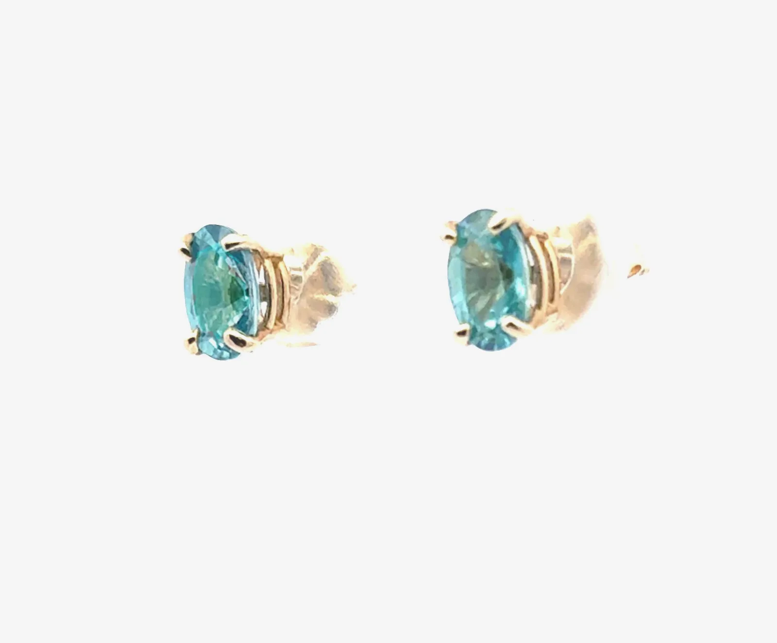 Blue Zircon Oval Cut Studs by Sharon Teaman — view 2