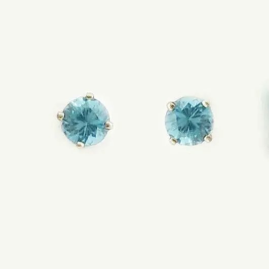 Blue Zircon Studs- 5mm White Gold by Sharon Teaman