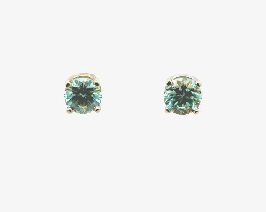 Bright Teal Tourmaline Studs - 5.8mm by Sharon Teaman