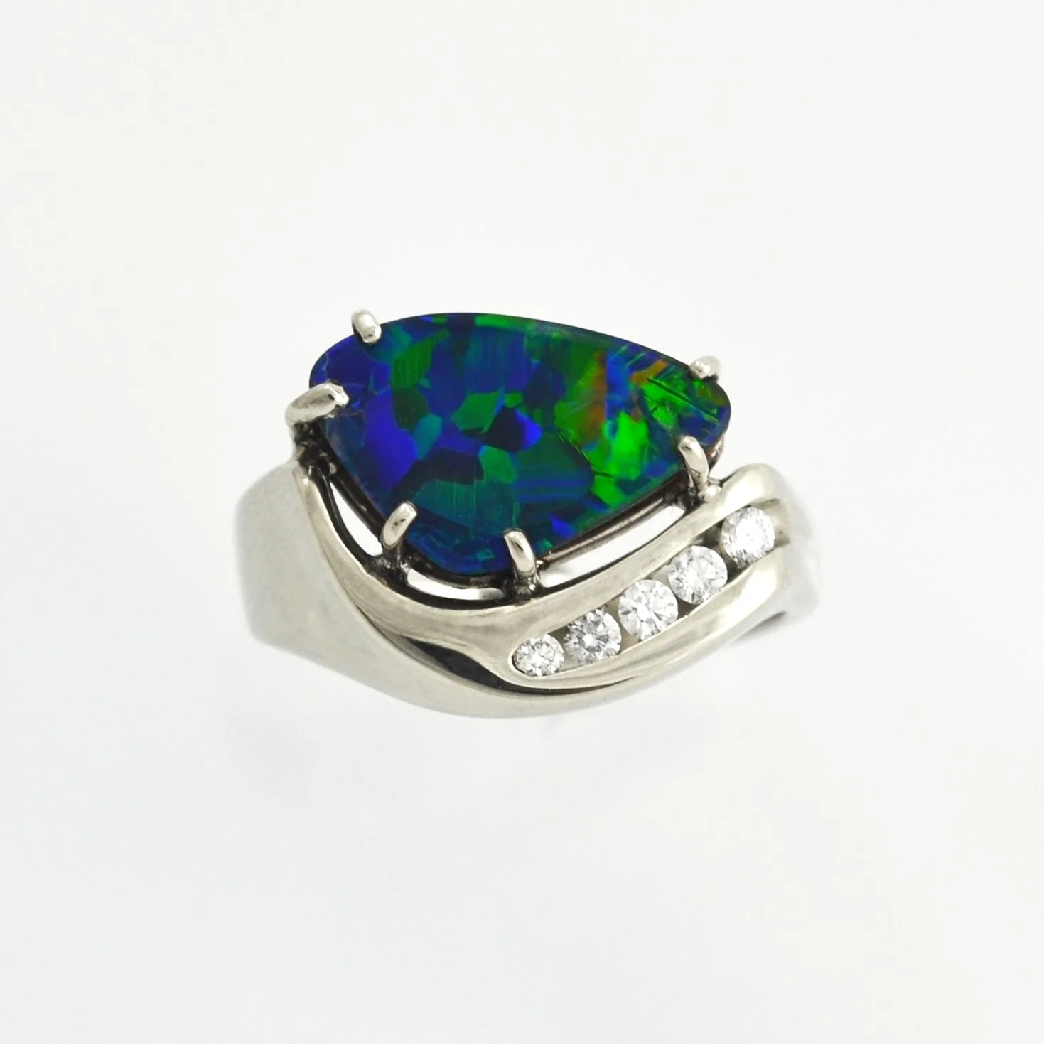 Broad Flash Boulder Opal Ring by Sharon Teaman — view 2