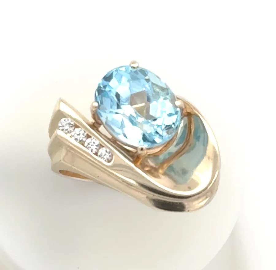 BTZ 241-M 14K Oval Blue Topaz Ring by Sharon Teaman