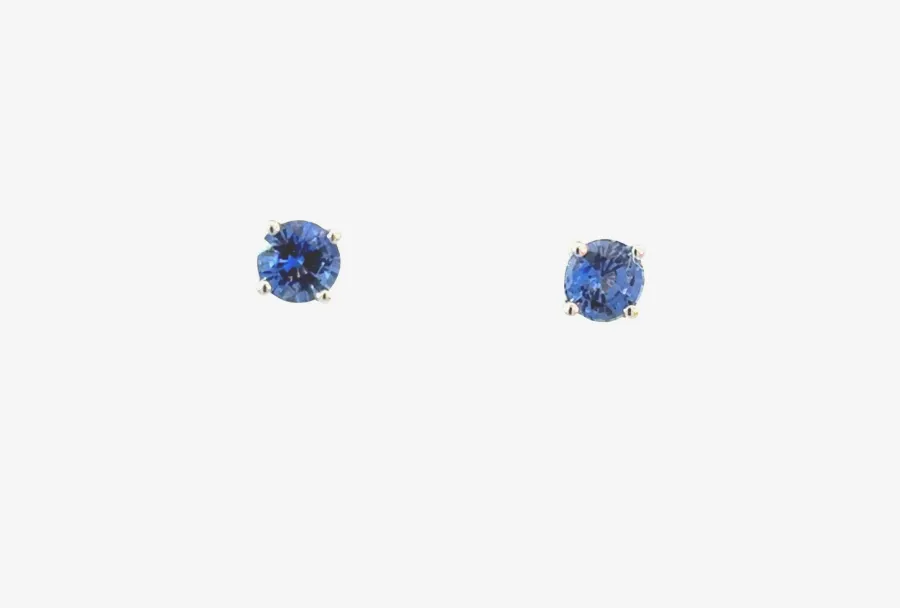 Ceylon Sapphire Stud Earrings Round by Sharon Teaman