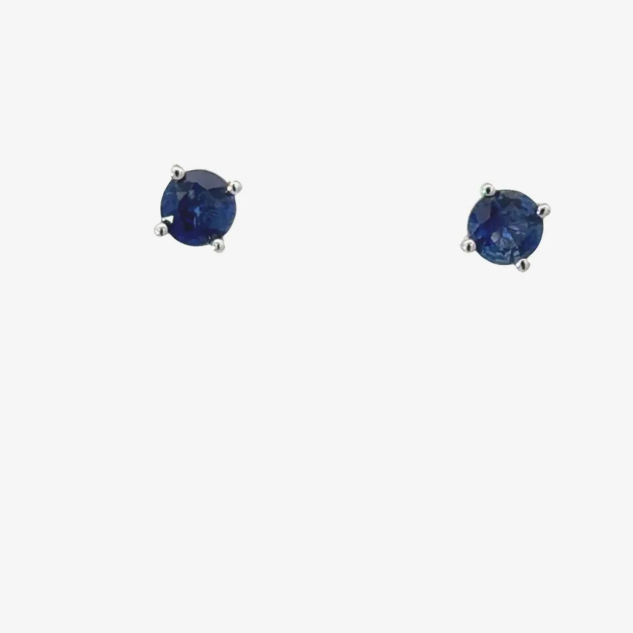 Ceylon Sapphire Stud Earrings Round 4.20 mm by Sharon Teaman