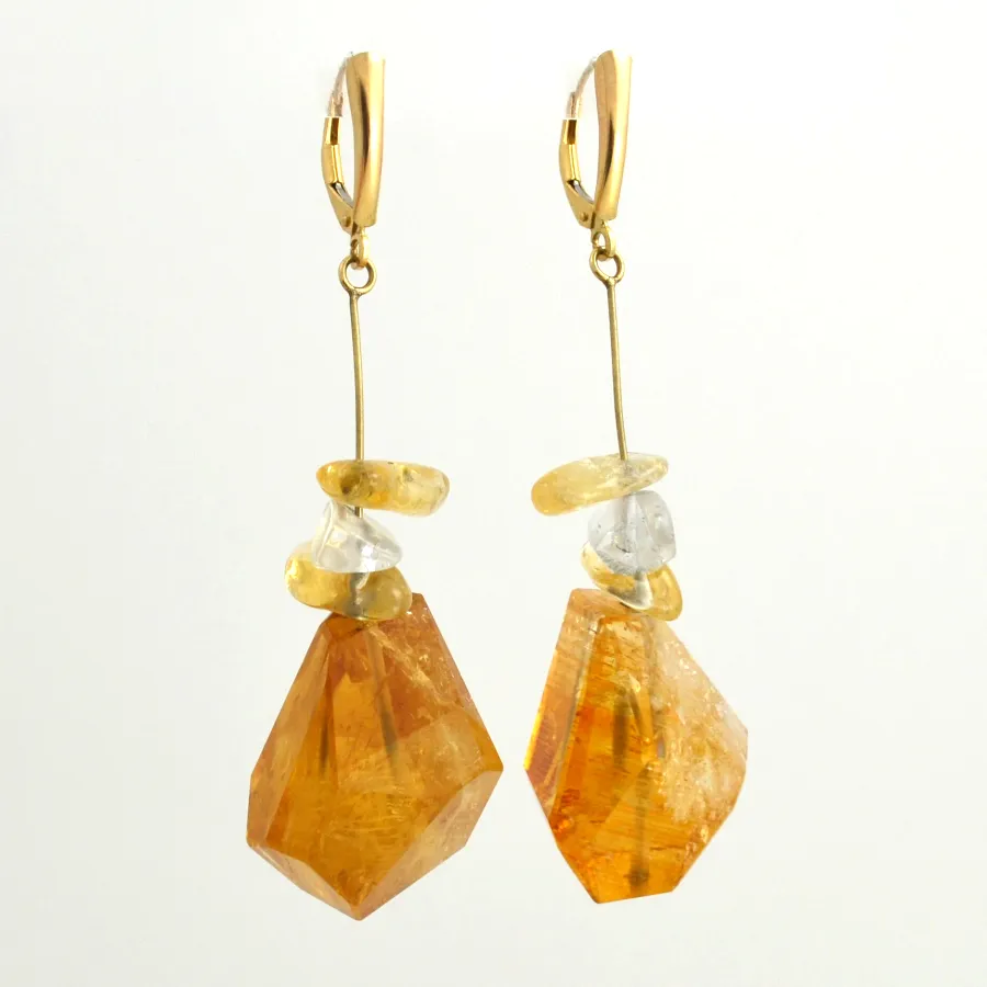 Citrine Crystal dangle Earrings by Sharon Teaman