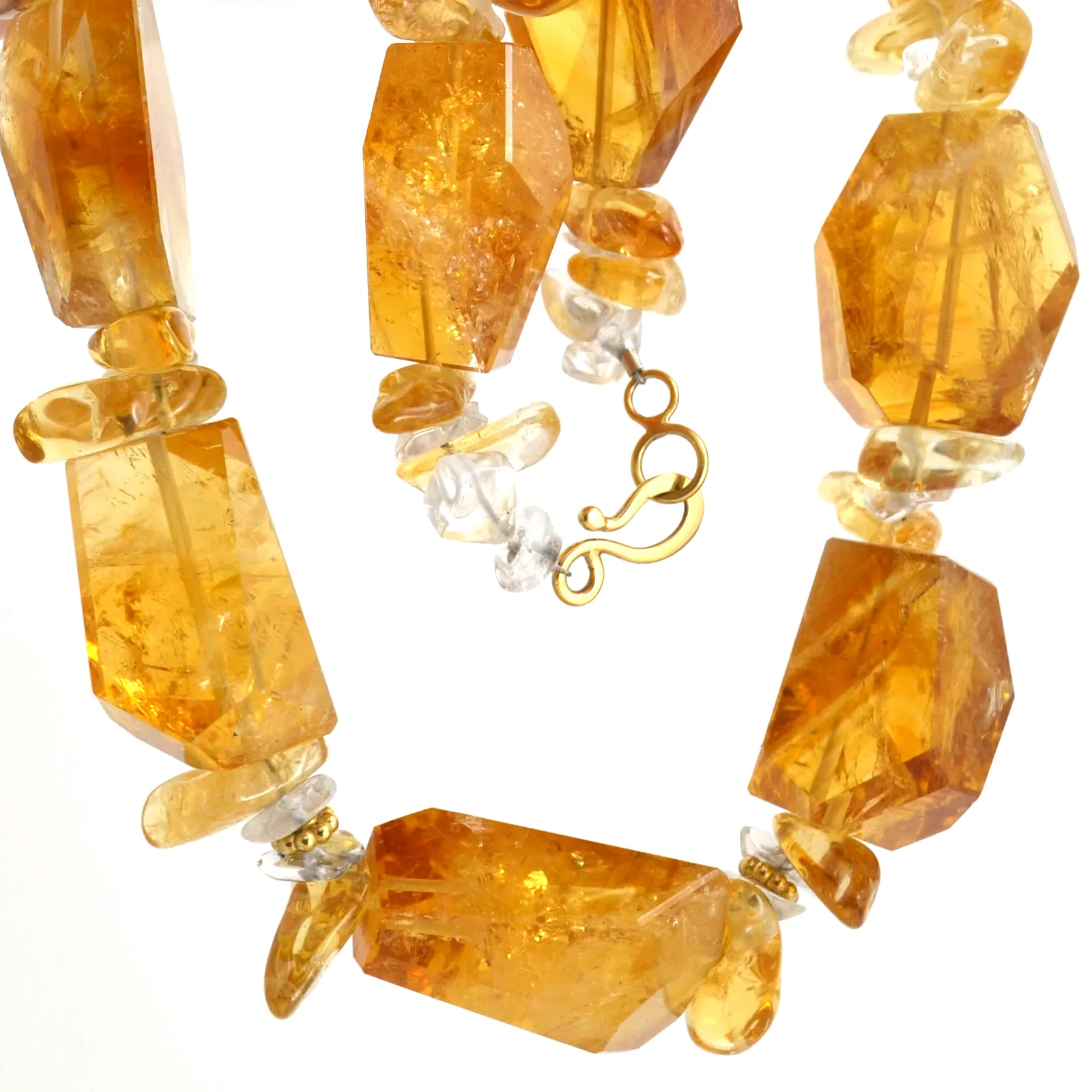 Citrine Faceted Crystals and quartz bead necklace by Sharon Teaman — view 2