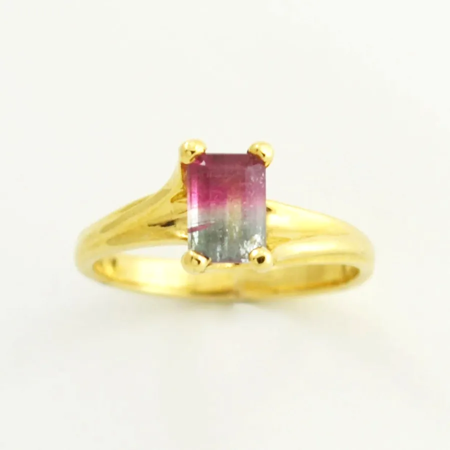 Classic Watermelon Tourmaline Ring 1.16 Carats - Emerald Cut by Sharon Teaman