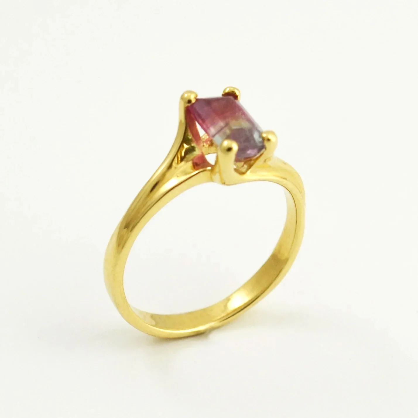 Classic Watermelon Tourmaline Ring 1.16 Carats - Emerald Cut by Sharon Teaman — view 2