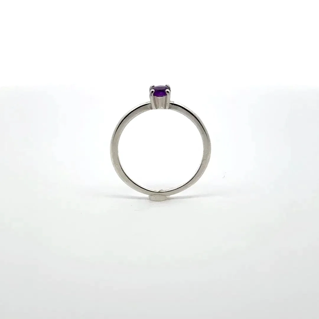 Dainty Amethyst 4-Prong Ring by Sharon Teaman — view 2