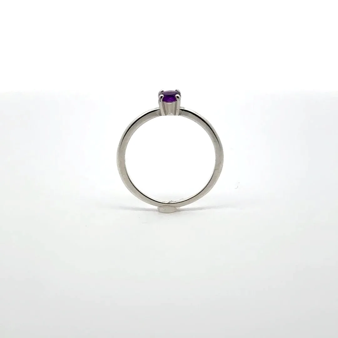 Dainty Amethyst 4-Prong Ring by Sharon Teaman — view 5