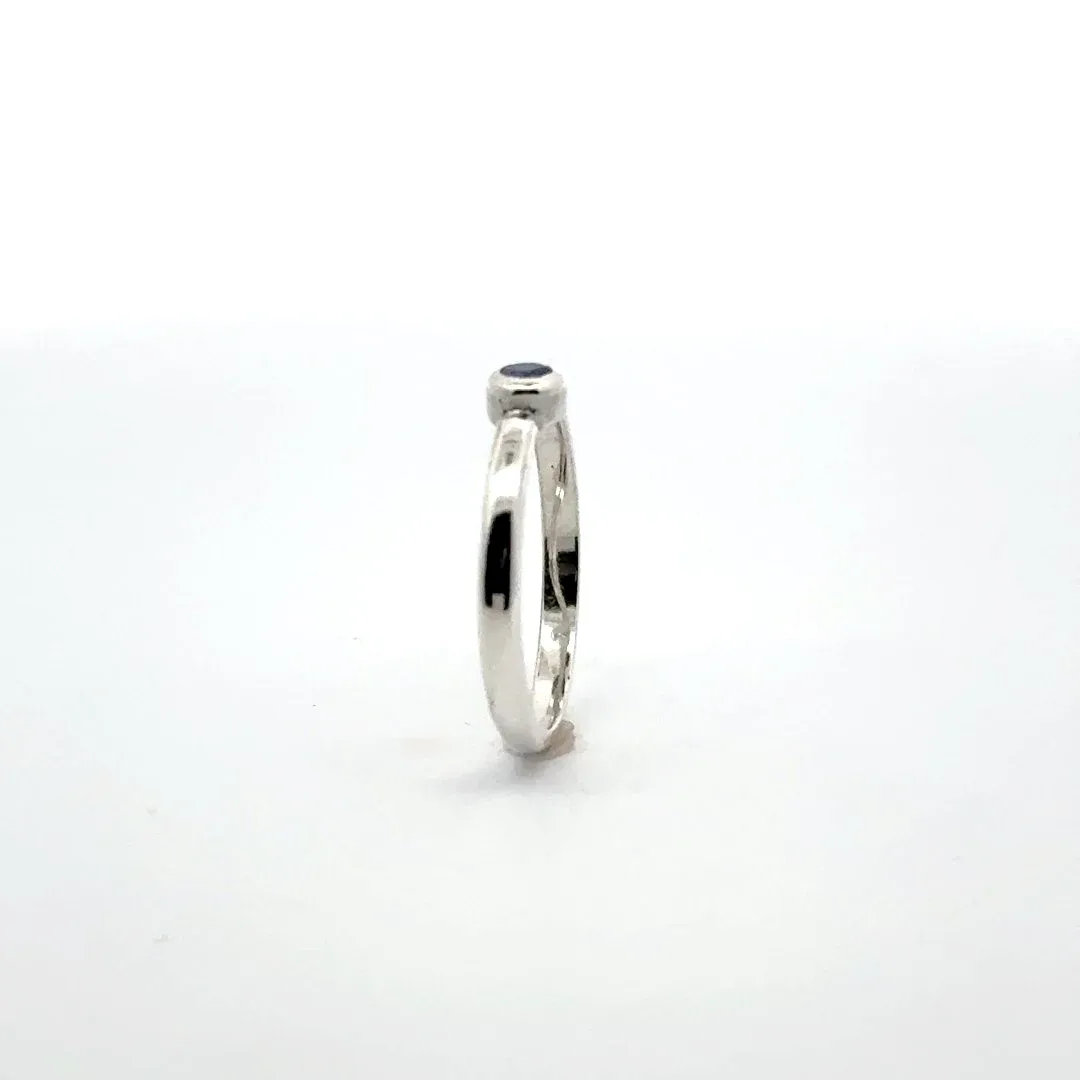 Dainty Blue Sapphire Bezel Ring by Sharon Teaman — view 2