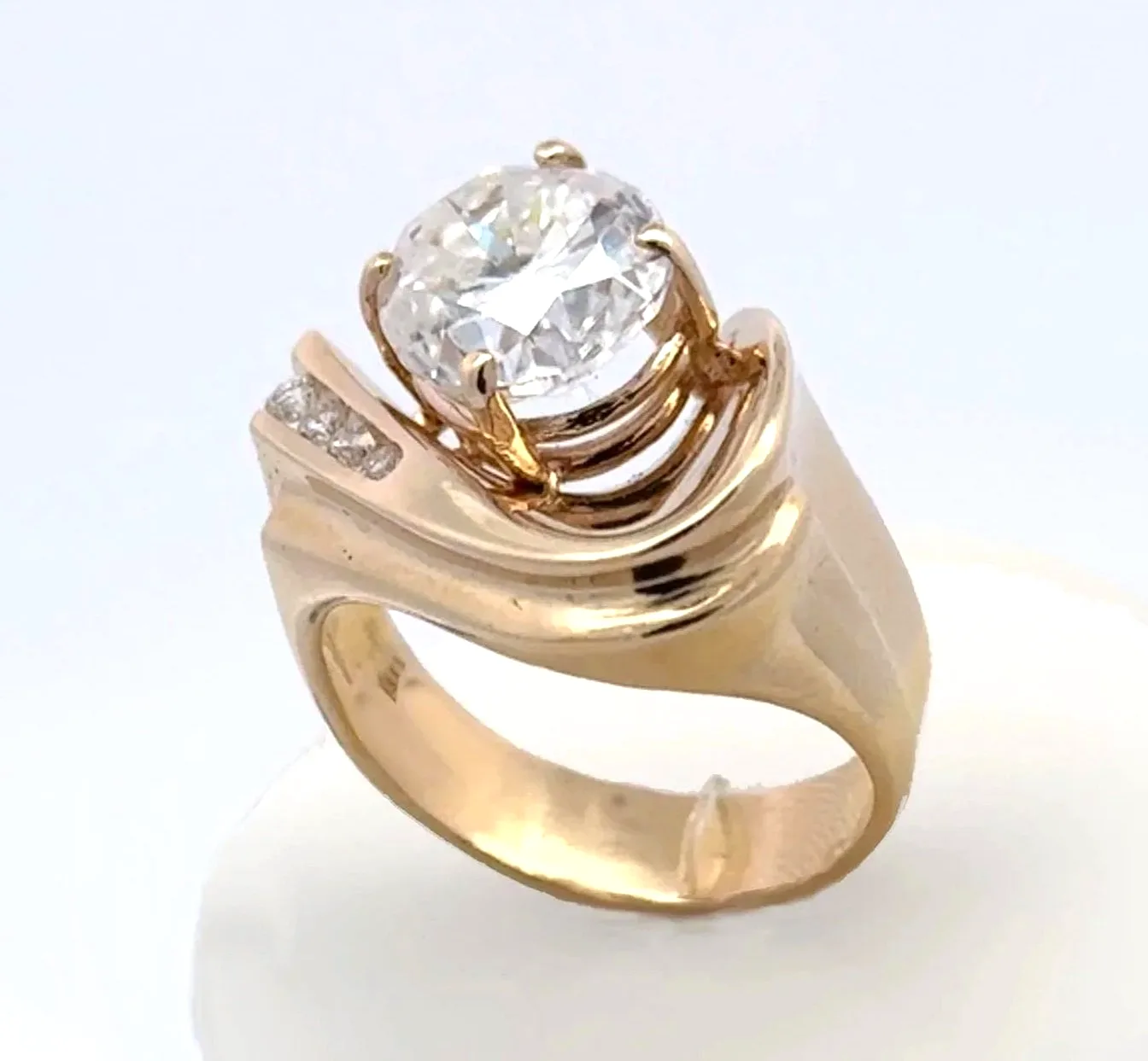 DIAL 241 14K Oval 3.94 Carat Diamond Ring accented with 4 Earth mined Diamonds by Sharon Teaman — view 3