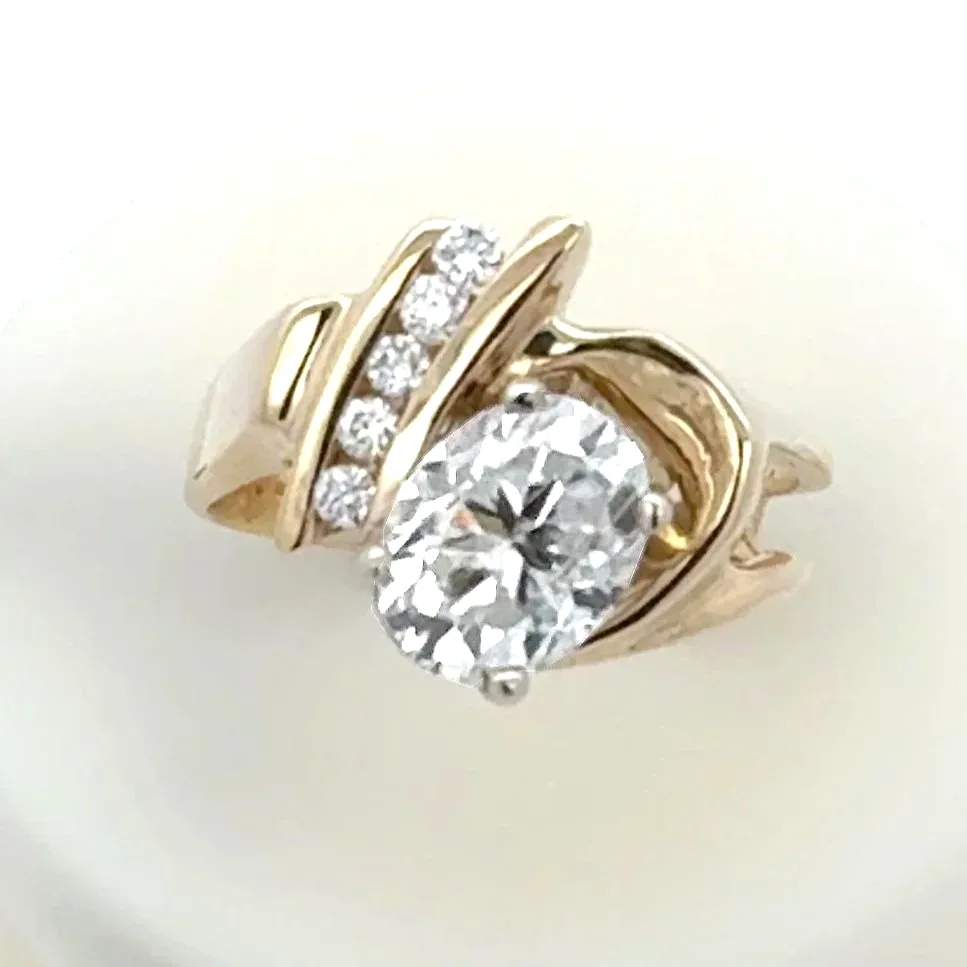 Dial 513 14K 1.90 Carat Oval Diamond Ring accented with 5 Earth mined Diamonds by Sharon Teaman — view 1