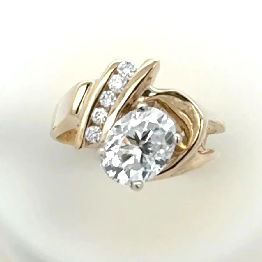 Dial 513 14K 1.90 Carat Oval Diamond Ring accented with 5 Earth mined Diamonds by Sharon Teaman