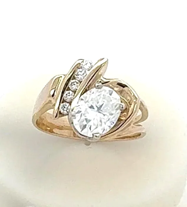 Dial 513 14K 1.90 Carat Oval Diamond Ring accented with 5 Earth mined Diamonds by Sharon Teaman — view 2