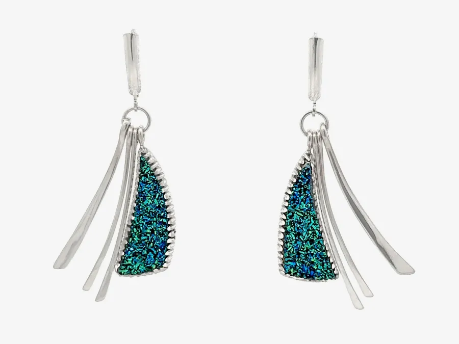 Drusy Alex (Color Change Purple to Teal) Freeform Triangles - Earrings by Sharon Teaman