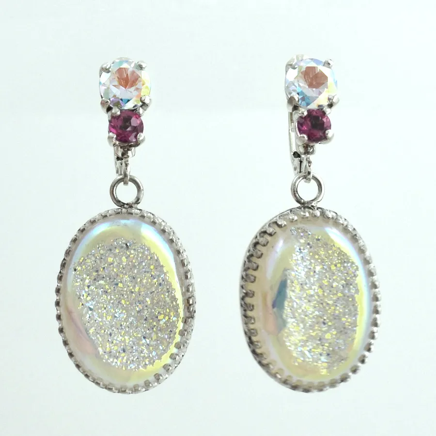 Drusy and Mystic Topaz Earrings by Sharon Teaman