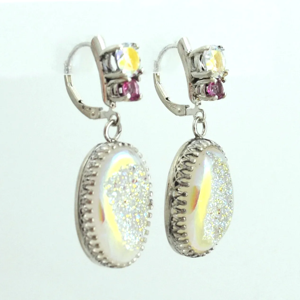 Drusy and Mystic Topaz Earrings by Sharon Teaman — view 2