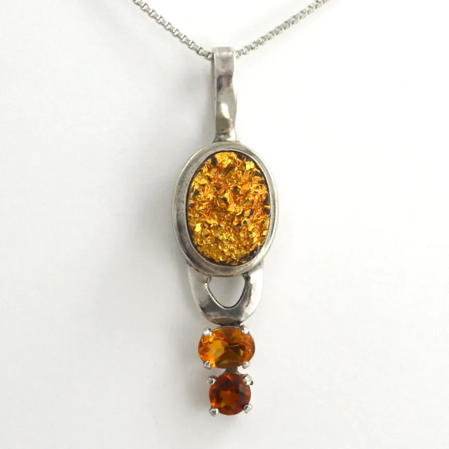 Drusy SS and Citrine Pendant by Sharon Teaman