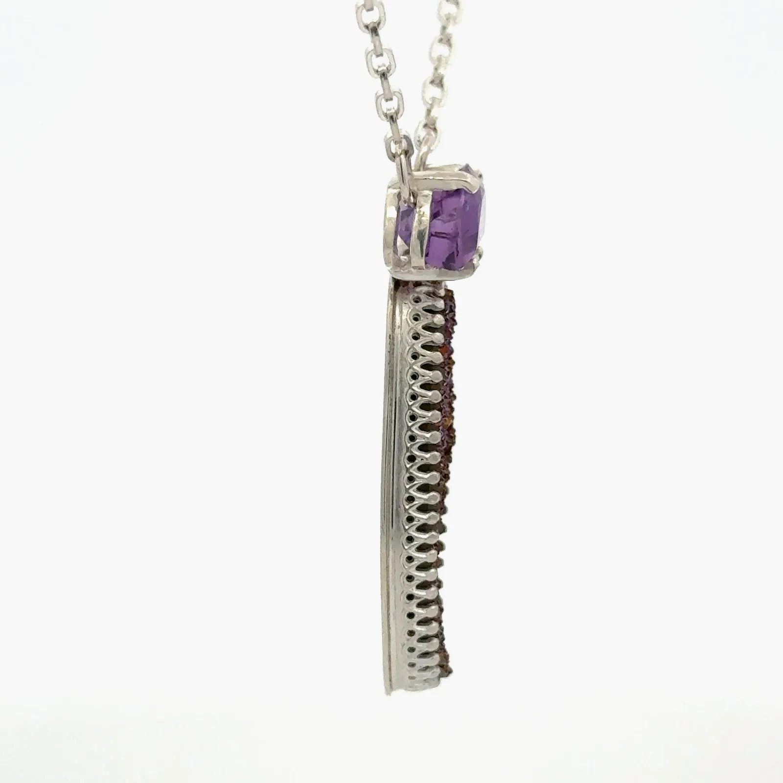 Drusy SS (Directional Color Change) and Amethyst Crescent - Necklace by Sharon Teaman — view 2