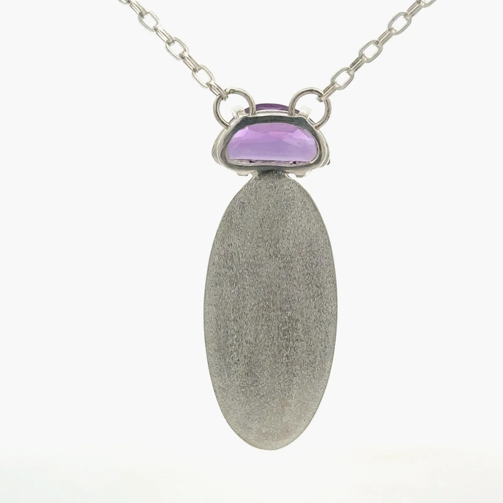 Drusy SS (Directional Color Change) and Amethyst Crescent - Necklace by Sharon Teaman — view 3