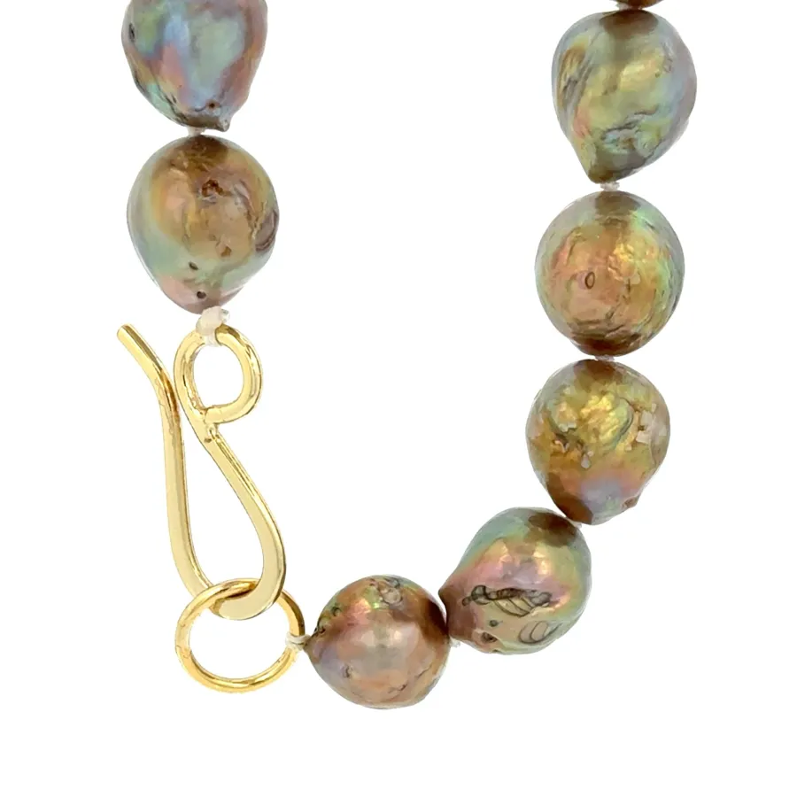 Edison Dark 9-10mm Pearl Strand with Vermeil Hook by Sharon Teaman