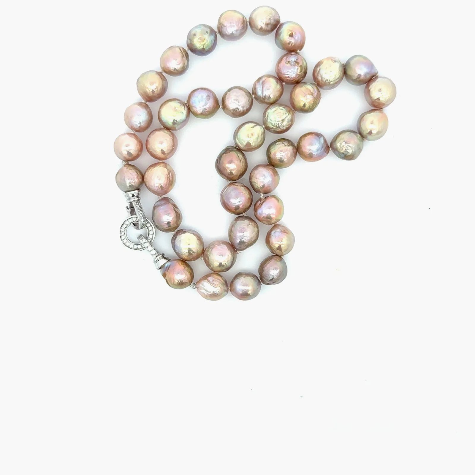 Edison Pink 9-10mm Pearl Strand with Silver Crystal O Clasp by Sharon Teaman — view 2