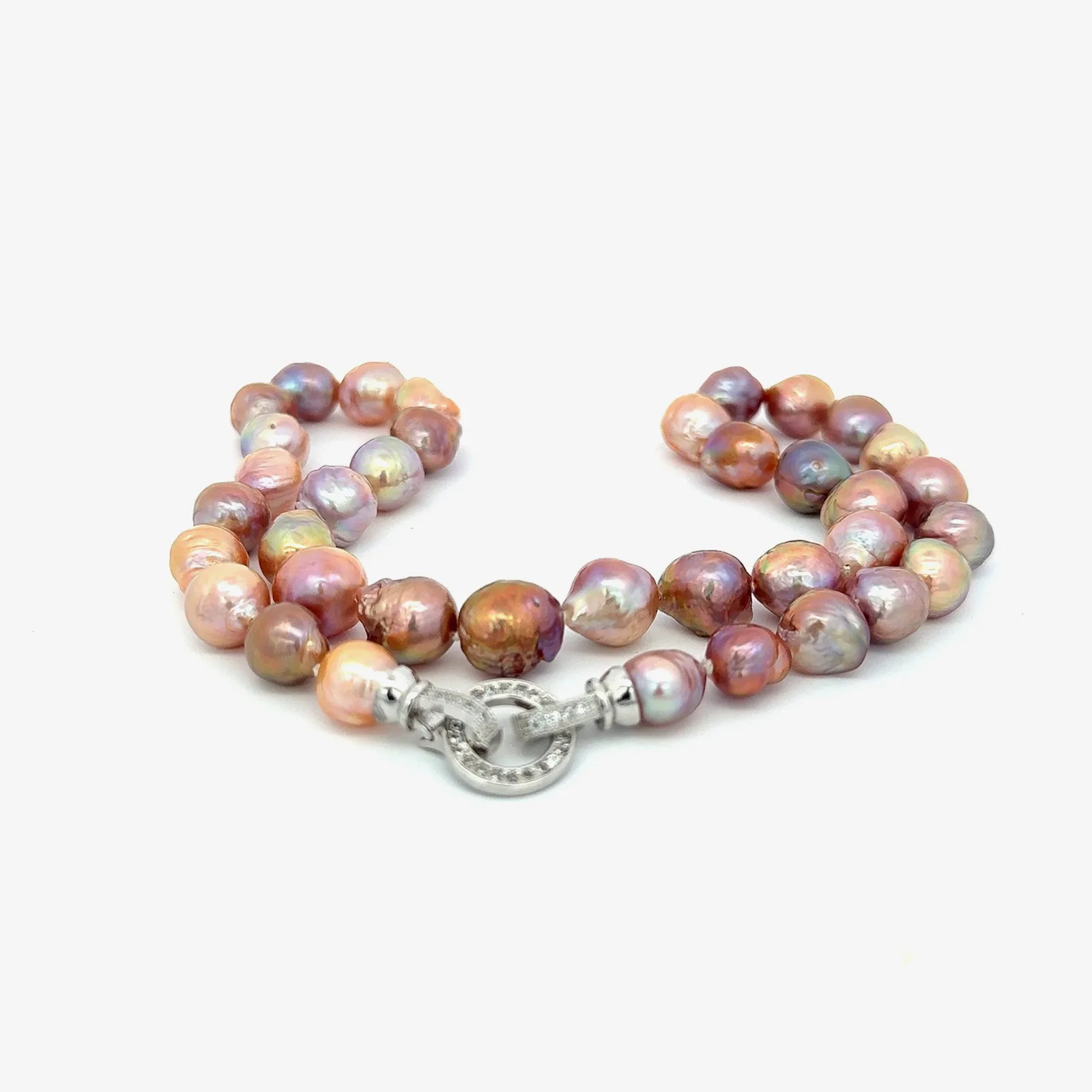 Edison Pink 9.5-10.5mm Pearl Strand with Silver Crystal O Clasp by Sharon Teaman — view 2