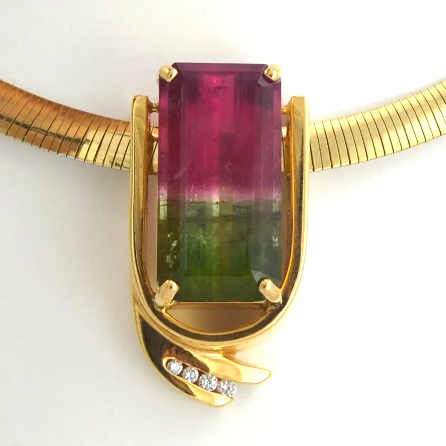 Elizabeth Watermelon Tourmaline Pendant by Sharon Teaman