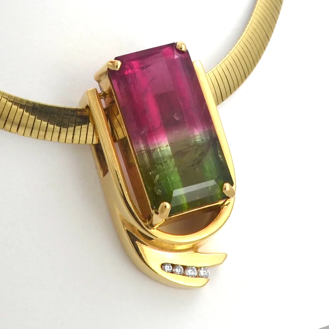 Elizabeth Watermelon Tourmaline Pendant by Sharon Teaman — view 2