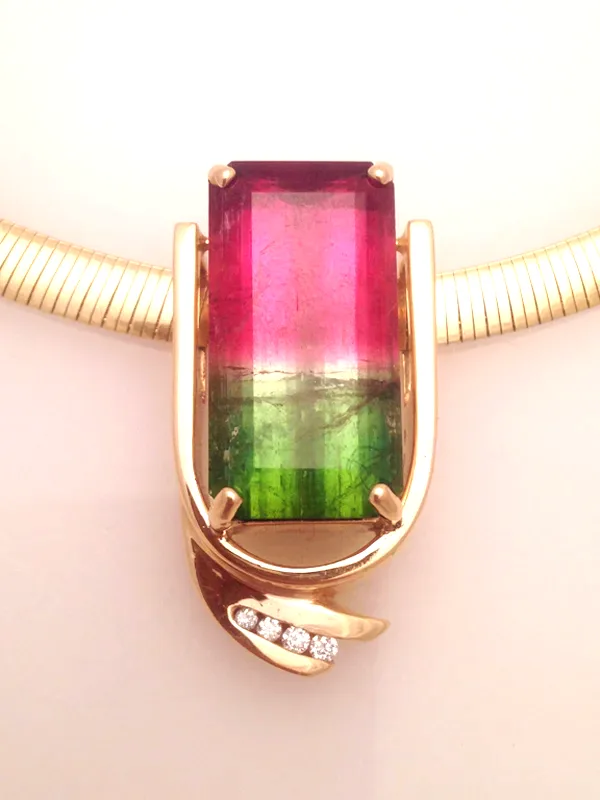 Elizabeth Watermelon Tourmaline Pendant by Sharon Teaman — view 4