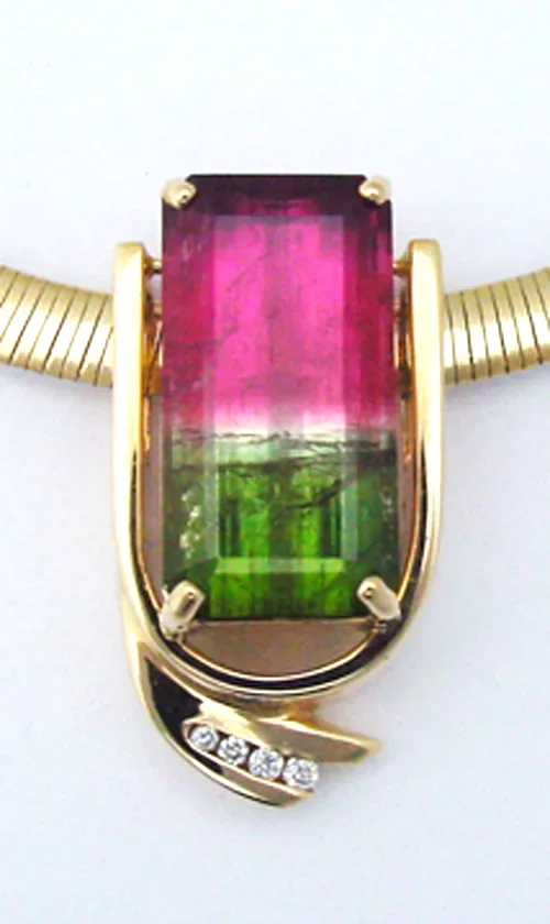Elizabeth Watermelon Tourmaline Pendant by Sharon Teaman — view 5