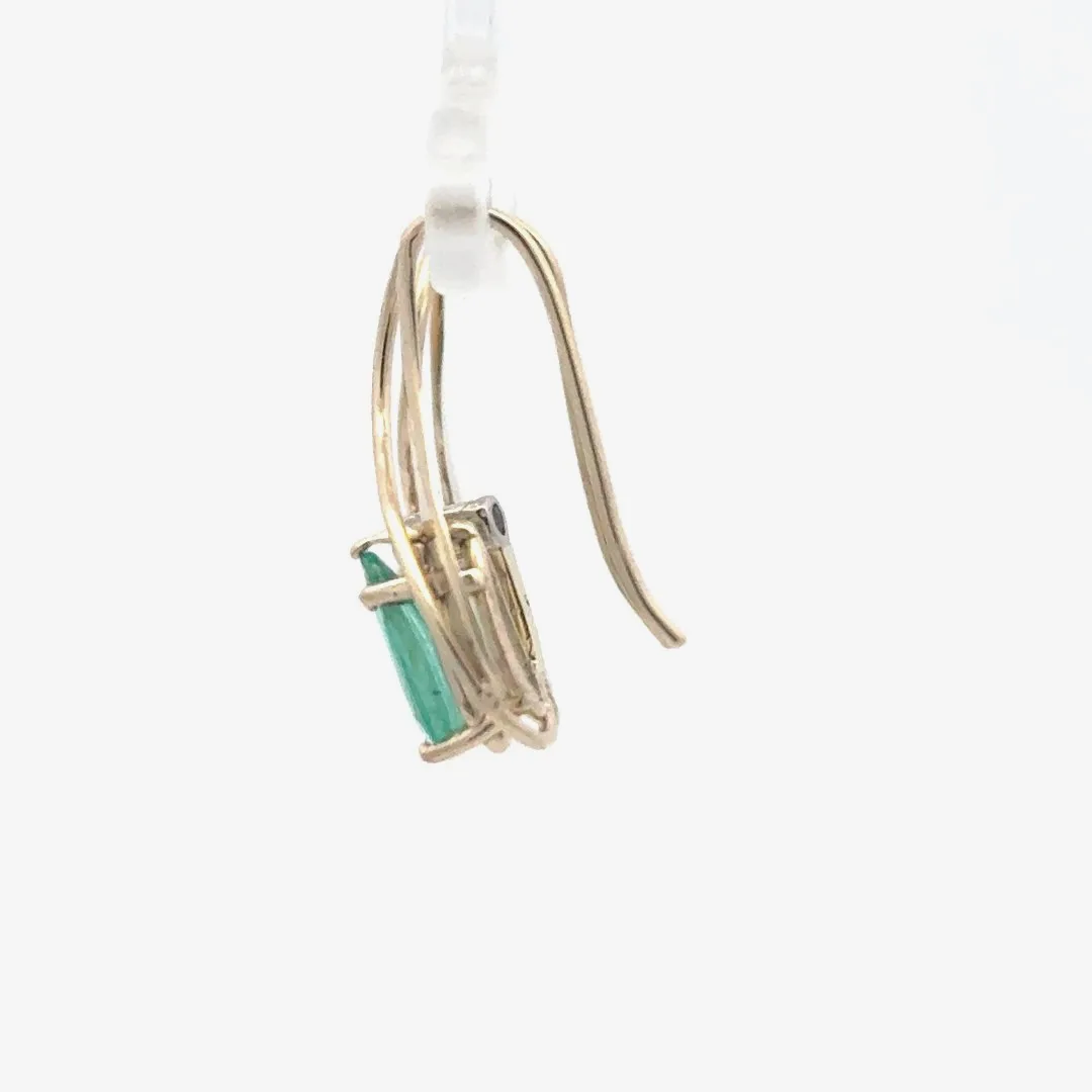 Elongated Pear-shaped Emerald earrings with Moissanite by Sharon Teaman — view 3