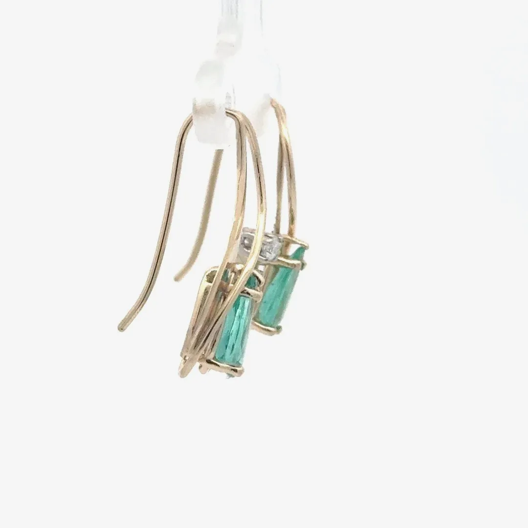 Elongated Pear-shaped Emerald earrings with Moissanite by Sharon Teaman — view 4