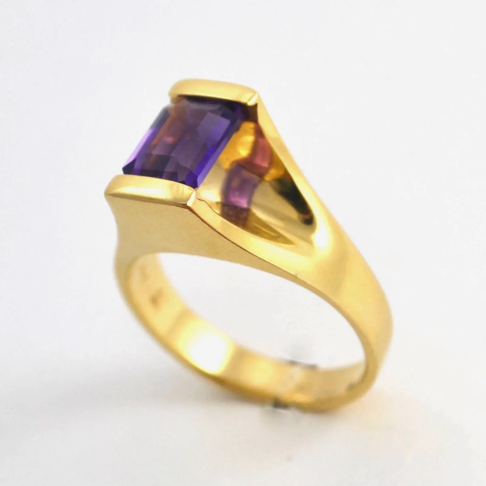 Emerald Cut Amethyst Ring by Sharon Teaman — view 2