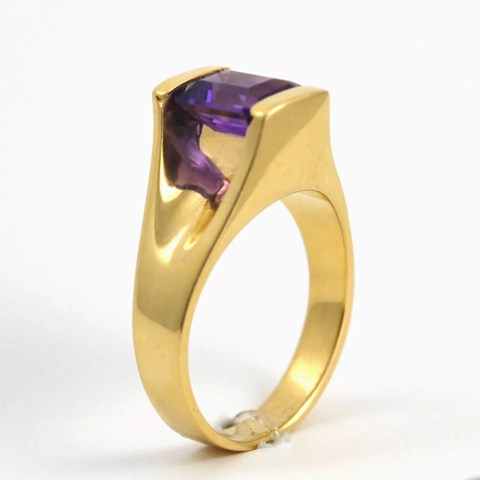 Emerald Cut Amethyst Ring by Sharon Teaman — view 3