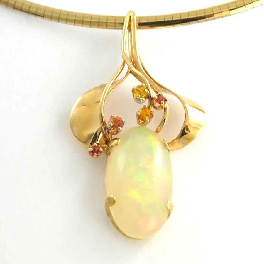 Ethiopian Opal Pendant with rare/unusual colored accent gems by Sharon Teaman