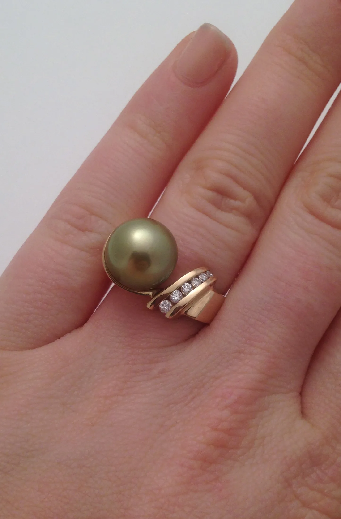 Everly Mint Green Tahitian Pearl Ring by Sharon Teaman — view 1