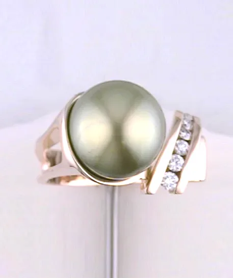 Everly Mint Green Tahitian Pearl Ring by Sharon Teaman — view 2