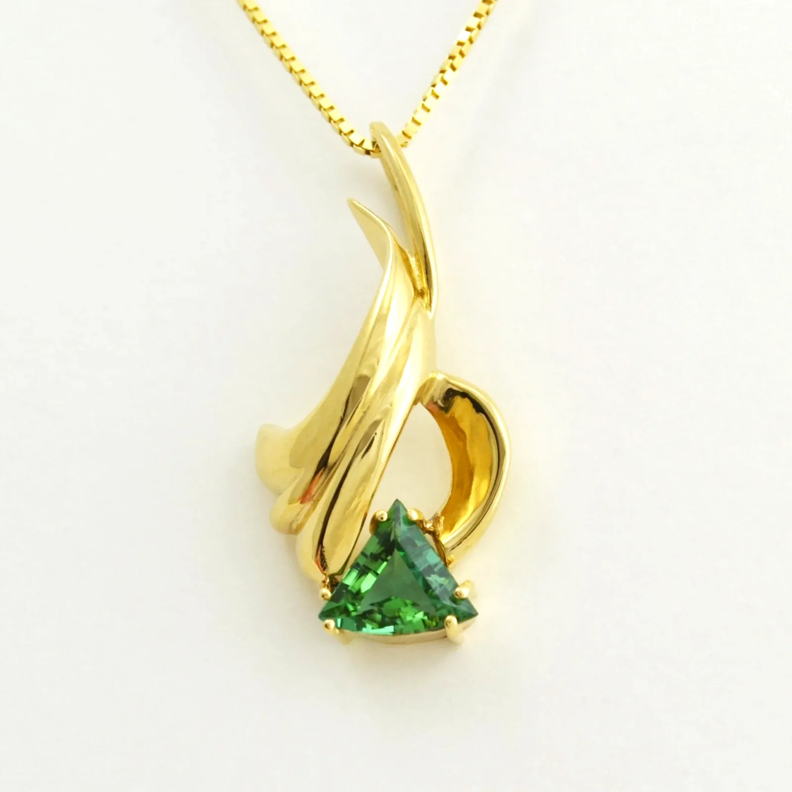 Fan Cut Green Tourmaline Pendant - Stunning Cut and Color by Sharon Teaman — view 1