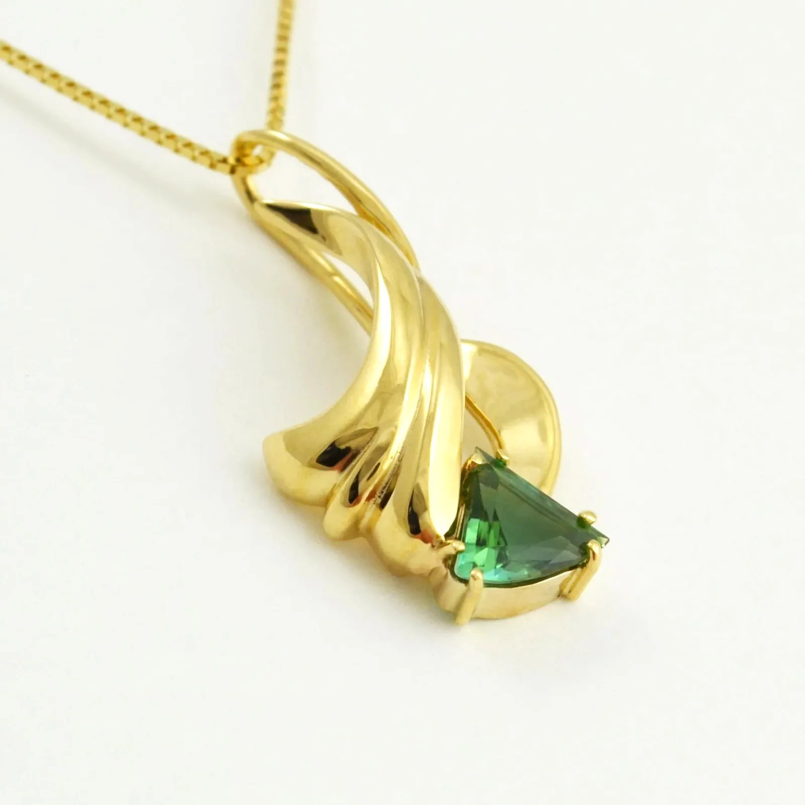 Fan Cut Green Tourmaline Pendant - Stunning Cut and Color by Sharon Teaman — view 2